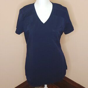 S SMALL Med Couture Touch Tuck In Scrub Top 7448 Navy Blue W Defects Please Read